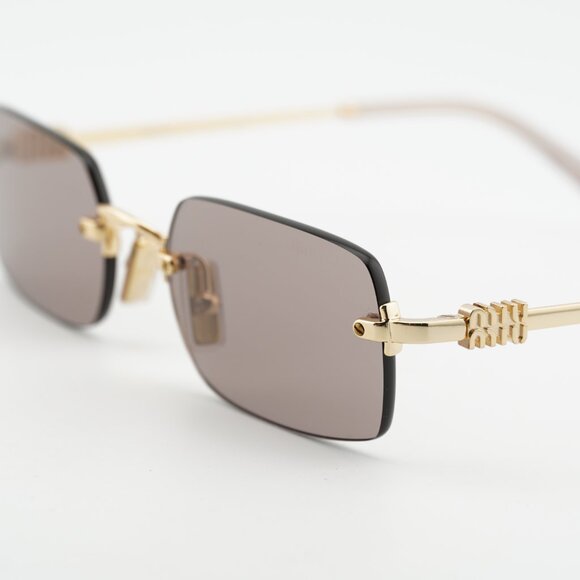 Miu Miu MUB50S 5AK20I Sunglasses Gold Rectangle Frame, Light Brown Lenses main image 10